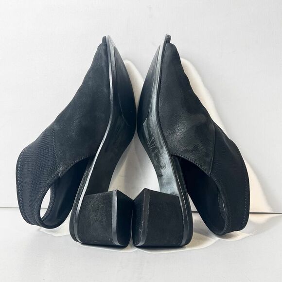 Eileen Fisher Comfort Casual Black Nubuck Women 8.5 Stretch Straps Peep Toe Heel - Picture 6 of 12